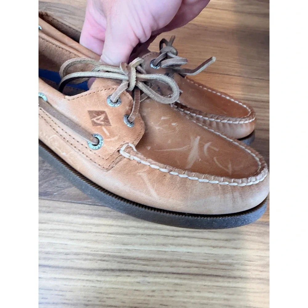 Sperry Top-Sider Authentic Original Boat Shoes Mens 7M Tan Leather 0197640